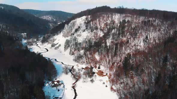 Aerial View of Ojcowski Park Narodowy  A National Park in Krakow Poland alt