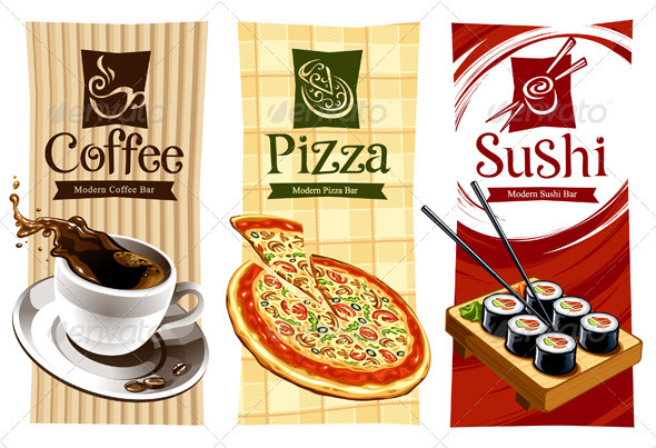 Template designs of food banners by Vecster GraphicRiver