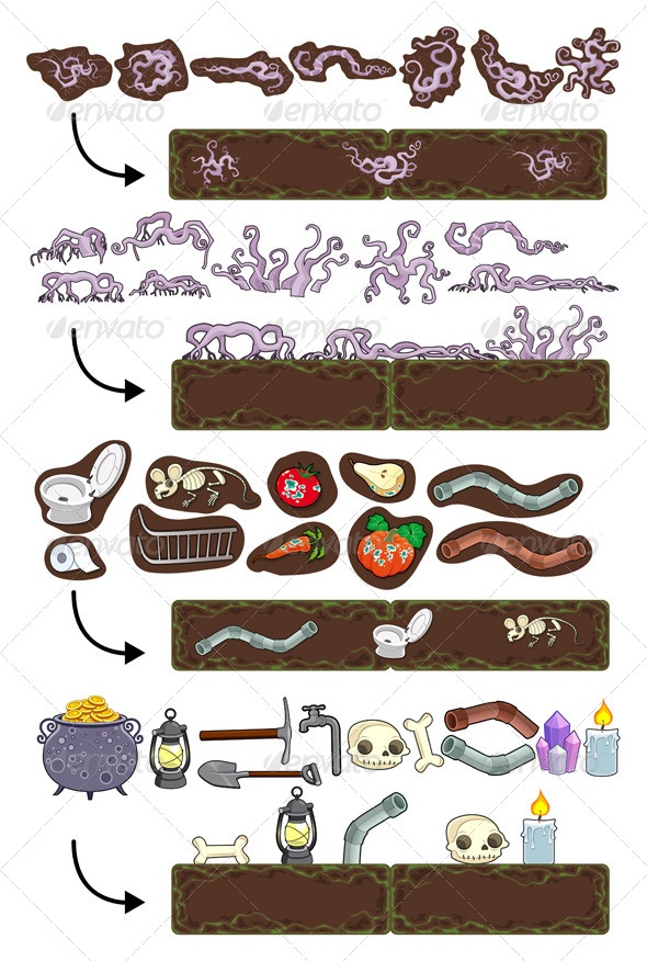 Game elements in and on the ground. - Web Elements Vectors