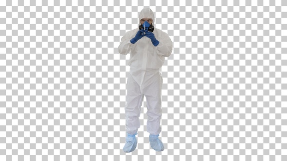 Doctor in Hazmat Protective with Glasses, Alpha Channel alt