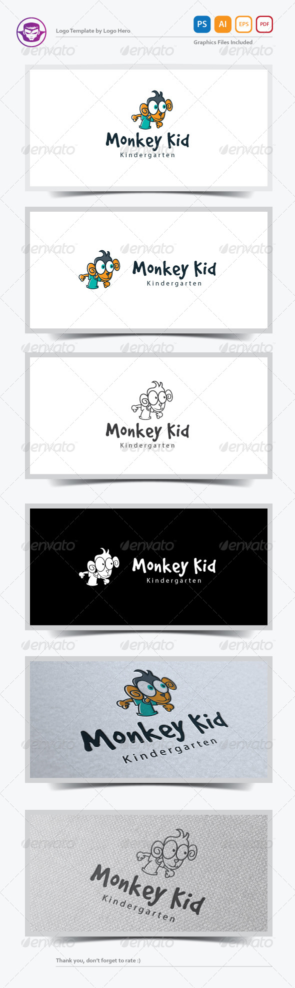 Monkey Kid Logo Template - Animals Logo Templates