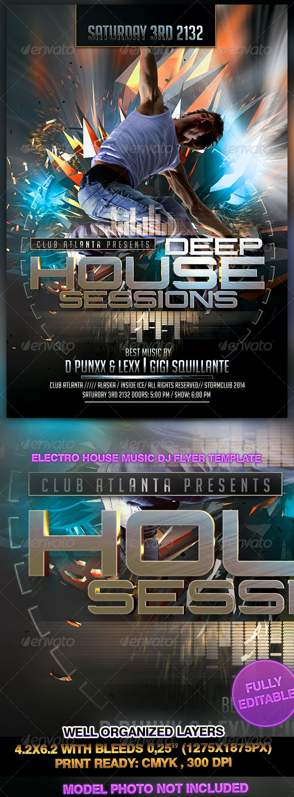 Electro House Music DJ Flyer Template - Events Flyers