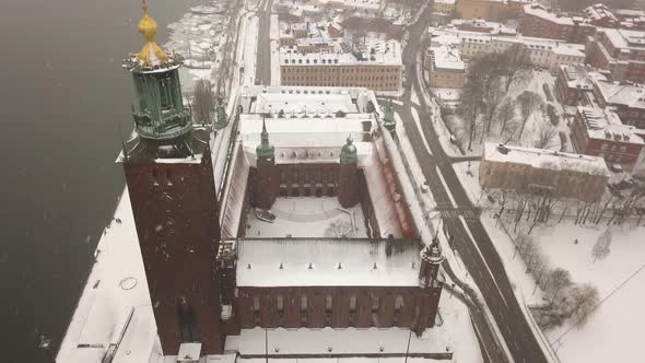 Bird's eye view over iconic landmark in the capital of Sweden,Stockholm. alt