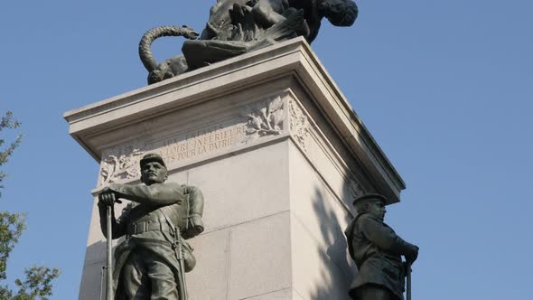 NANTES, FRANCE - JULY 2016 Detailed entrance leading to Monument of dead of war 1870 in city center  alt