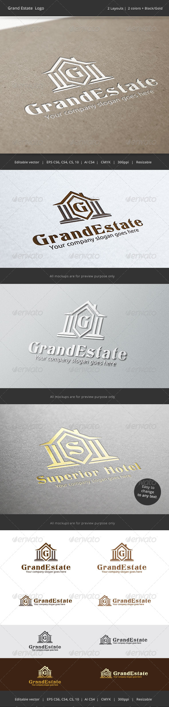 Grand Estate Letter Logo - Buildings Logo Templates