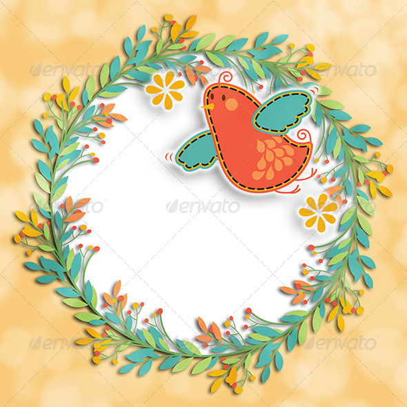 Wreath Bird Background Layout - Backgrounds Graphics