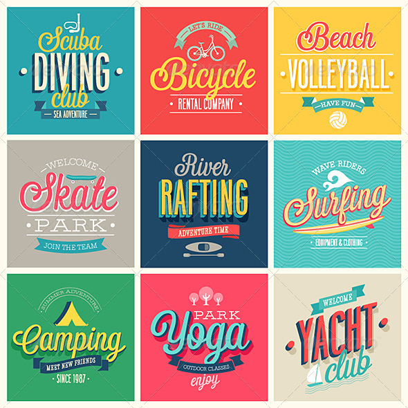 Summer Sports Set of Labels and Emblems - Sports/Activity Conceptual