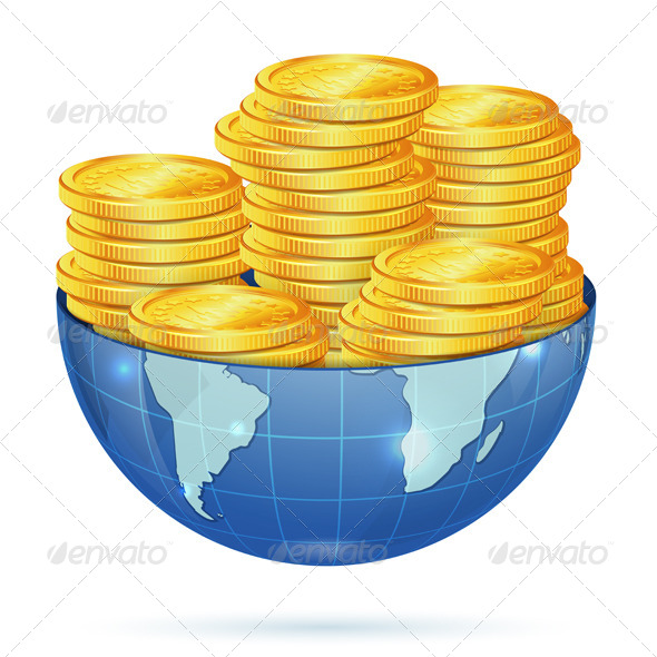 Earth with Gold Coins - Concepts Business
