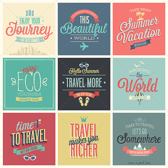 Travel Set of Labels and Emblems - Travel Conceptual