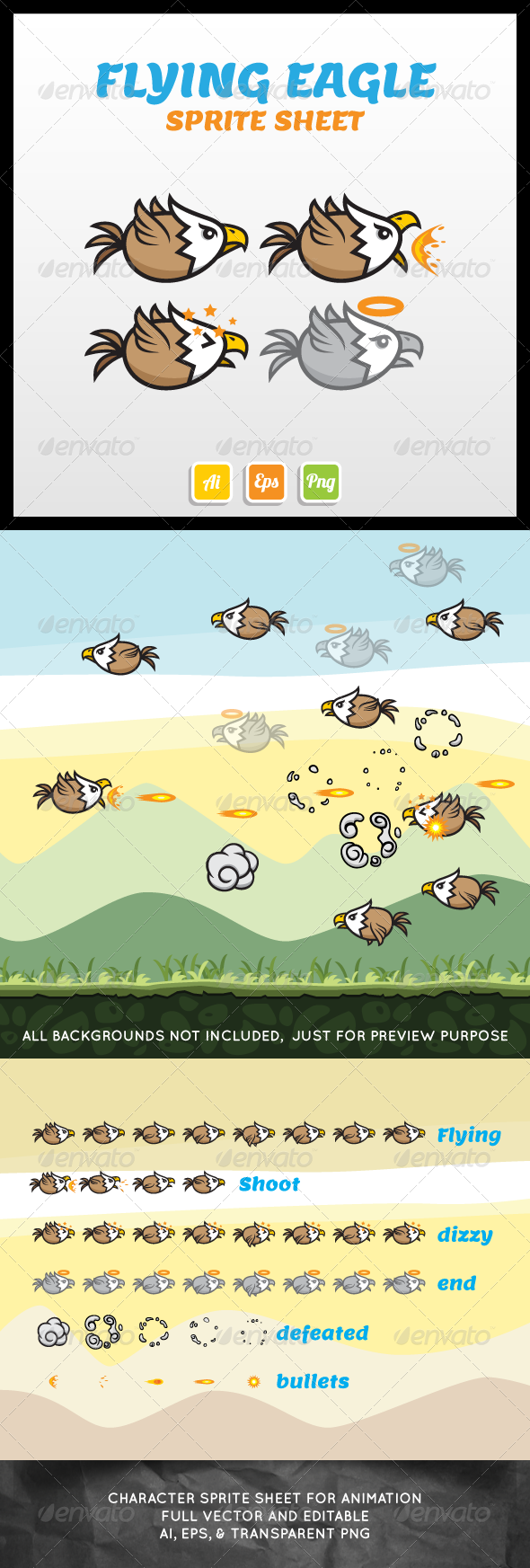 Eagle Sprite Sheet - Sprites Game Assets