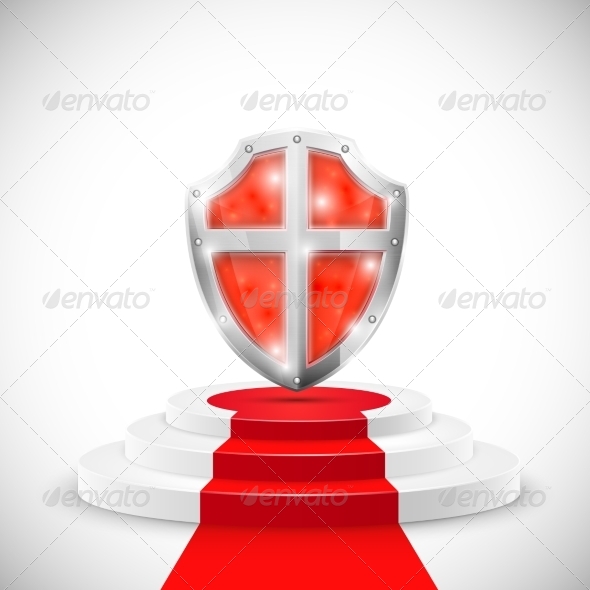 Red Glossy Shield on Pedestal - Concepts Business
