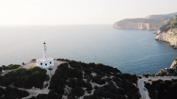 Cape of Ducato, famous lighthouse of Greek island Lefkada. alt