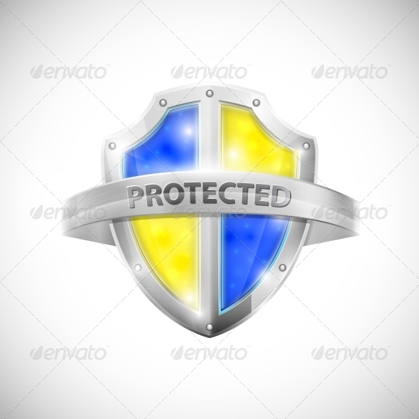 Protection Icon with Glossy Shield - Man-made Objects Objects
