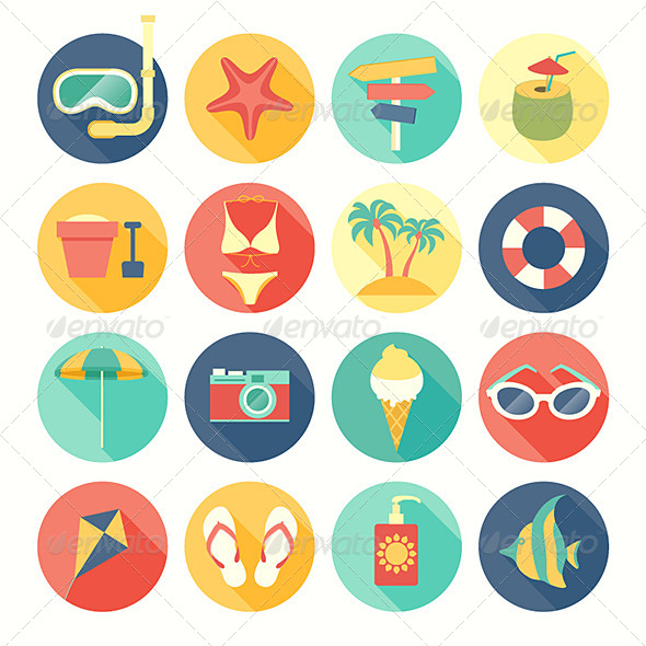Beach Icons Set - Travel Conceptual