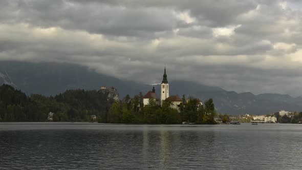 Colorful Sunrise View of Bled Lake in Julian Alps, Slovenia