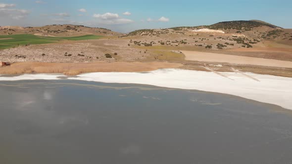 Aerial View of the Soda Lake Yarisli Golu Near Salda Lake Turkey alt