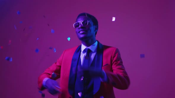 Party Man Festive Fun Neon Dance Confetti Rain alt