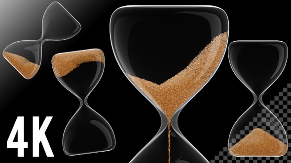 Hour Glass / Sand Clock in Transparent Background 60 Seconds - 4K
