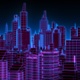 4K Futuristic Downtown Cyberpunk City in Neon Blue and Purple - VideoHive Item for Sale