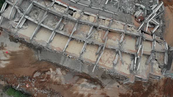 Aerial Overhead Moving Forward View of a Demolition Site
