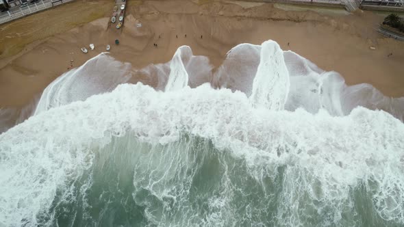 Huge Waves Crashes On The Beach After Storm