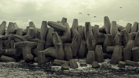 Sea Barrier Made of Tetrapods