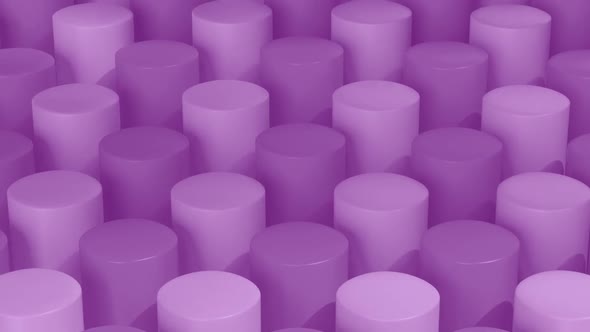 Isometric Purple Cylinders Pattern Moving Diagonally. Seamlessly Loopable Animation