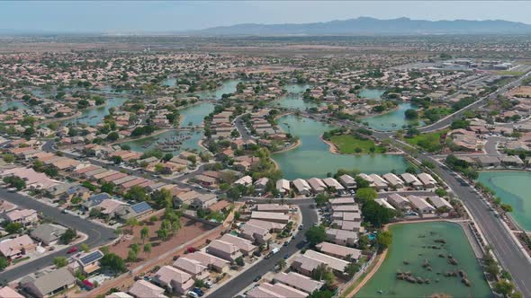 Overlooking View of a Many Small Ponds Near Small Town a Avondale in the Desert of Arizona alt