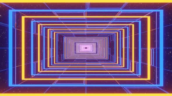 Vj Abstract Neon Wireframed Scifi Corridor
