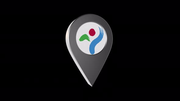 3d Animation Map Navigation Pointer With Flag Of Seoul (South Korea)with Alpha Channel - 4K alt