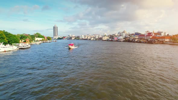 4K : Aerial city view of Bangkok downtown, Flying over Bangkok, Thailand. alt