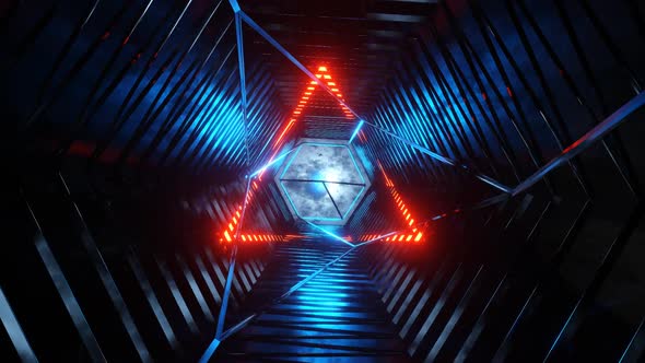 HD Flight in abstract sci-fi tunnel seamless loop. Futuristic motion graphics