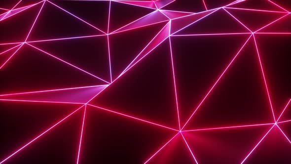 Red Neon Glowing Polygonal Shape Flowing Backdrop alt