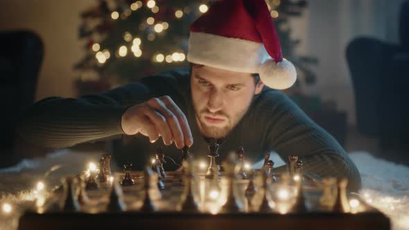 Boy Plays Chess on Christmas Mood alt