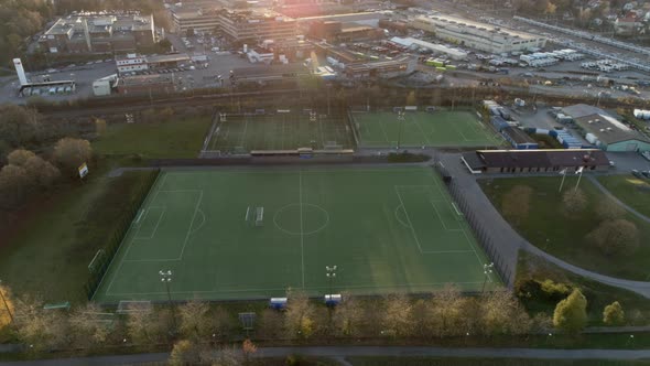 Aerial View of Urban Soccer Fields