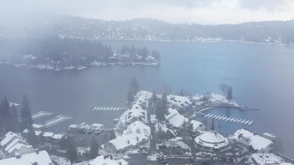 Winter Wonderland Aerial Panorama European Style Fairy Tail Village Under Snow alt