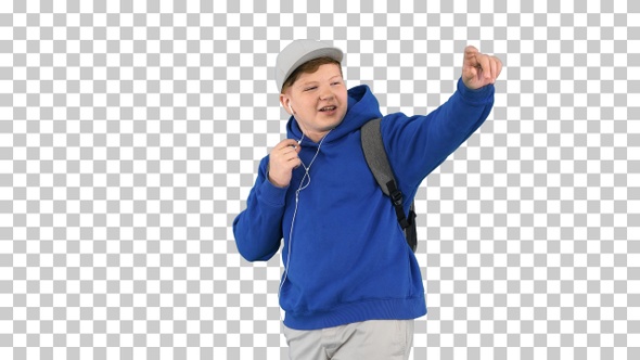 Trendy teenage boy talking on mobile phone, Alpha Channel alt