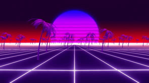 Futuristic Retro 80s Sunset