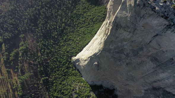 Top Down Aerial Observing From Above the Top of El Capitan. Yosemite National Park alt