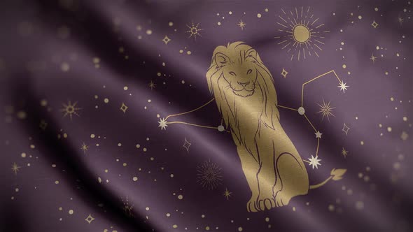 Leo Zodiac Horoscope Video Flag Textured Background Close Up HD