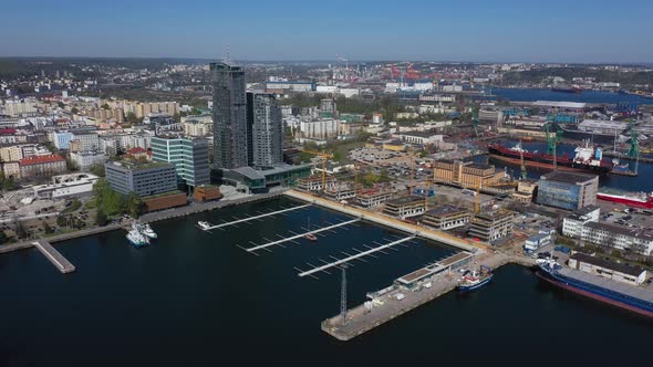 Aerial: The Pier Of Gdynia, Poland, Stock Footage 