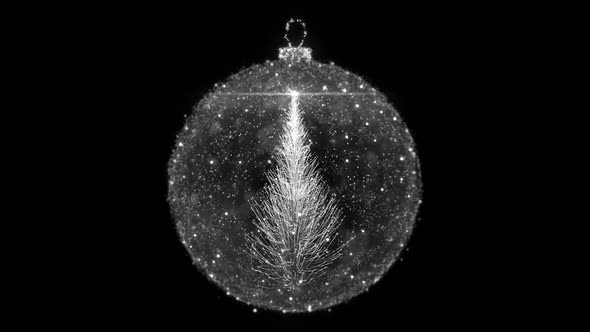 White isolated Christmas Ball Bauble Ornament with Fir Tree loop HD resolution