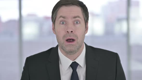 Portrait of Shocked Middle Aged Businessman Reacting To Failure alt