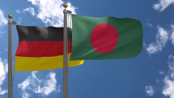 Germany Flag Vs Bangladesh On Flagpole alt