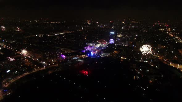 Fireworks from drone New Year Celebration in Warsaw 