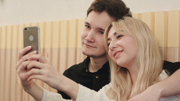 Couple Taking Selfie at Breakfast Time