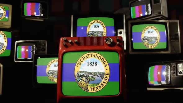 Flag of Chattanooga, Tennessee, on Retro TVs.