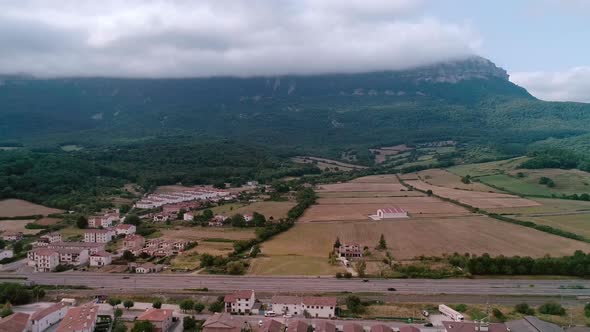 Aerial View Of A Small Town In Navarra Region In Spain