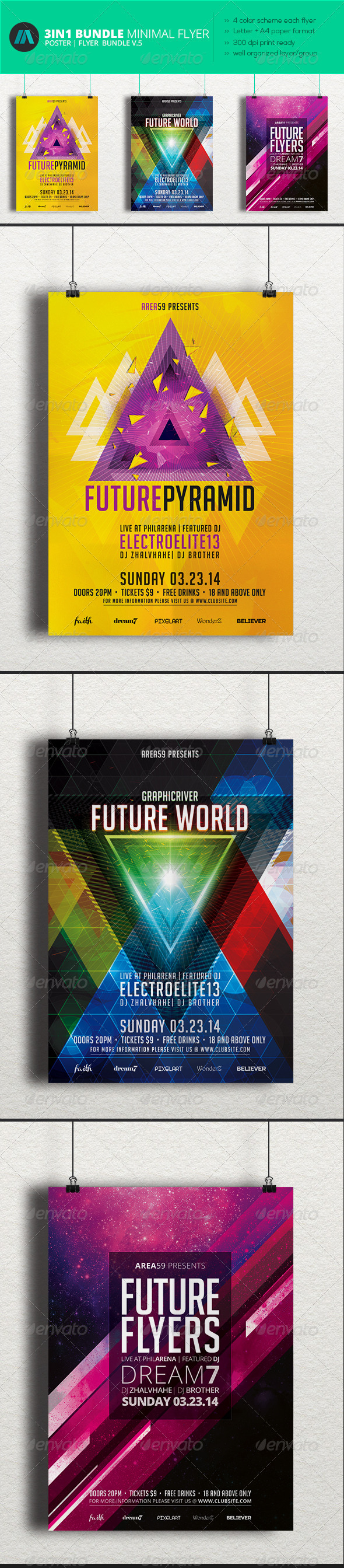 Minimal Flyer Bundle 5 - Clubs & Parties Events