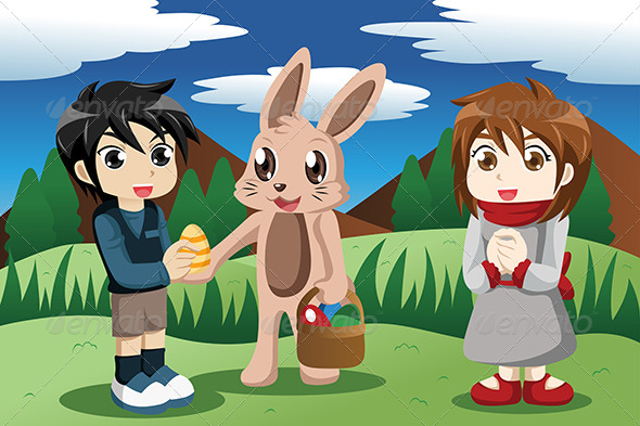 Kids with Easter Bunny - Seasons/Holidays Conceptual